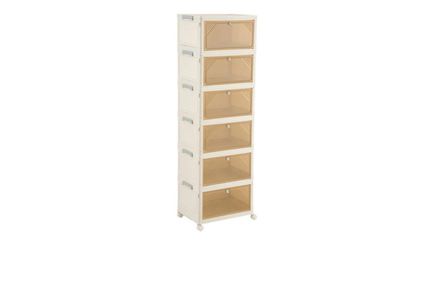 6-Tier Foldable Shoe Cabinet with Lockable Wheels and Transparent Cover - image 1
