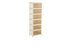 6-Tier Foldable Shoe Cabinet with Lockable Wheels and Transparent Cover