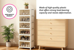 6-Tier Foldable Shoe Cabinet with Lockable Wheels and Transparent Cover - thumbnail 7