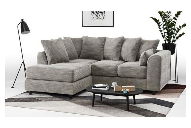 Dylan Jumbo Cord Fabric Grey Left Hand Corner Sofa - Modern 5-Seater Corner Sofa - image 1