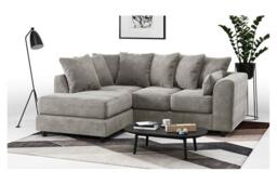Dylan Jumbo Cord Fabric Grey Left Hand Corner Sofa - Modern 5-Seater Corner Sofa