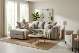 Dylan Jumbo Cord Fabric Grey Left Hand Corner Sofa - Modern 5-Seater Corner Sofa - thumbnail 6