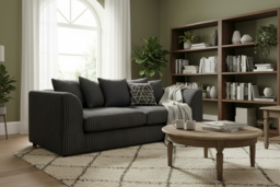 Dylan Grey Jumbo Cord Fabric 3-Seater Sofa - Modern Handmade UK Sofa, Plush Deep Cushions - thumbnail 6