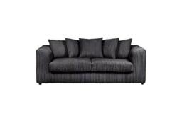 Dylan Grey Jumbo Cord Fabric 3-Seater Sofa - Modern Handmade UK Sofa, Plush Deep Cushions - thumbnail 3