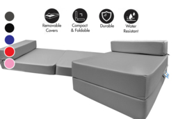 Fabric Foldout Single Sofa Bed - Jumbo Cord, Compact Z Bed, Modern Guest Chair (11 Colours) - thumbnail 4