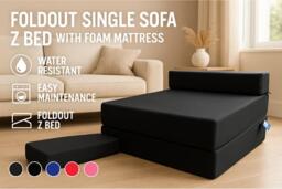 Fabric Foldout Single Sofa Bed - Jumbo Cord, Compact Z Bed, Modern Guest Chair (11 Colours) - thumbnail 2