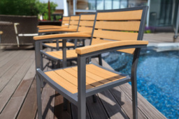 Weather-Resistant Syn-Teak Garden Arm Chair - Aluminium Frame, Modern Outdoor Seating