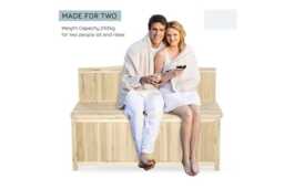 Rustic Outdoor Wood Storage Bench - Garden Patio Accessory & Tool Seat - thumbnail 4