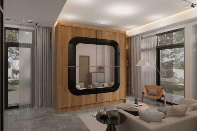 Contemporary MDF Sliding Door Wardrobe - Space-Saving Bedroom Storage, 150cm or 203cm - Modern Sliding Door, Multiple Colours - image 1