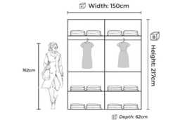 Contemporary MDF Sliding Door Wardrobe - Space-Saving Bedroom Storage, 150cm or 203cm - Modern Sliding Door, Multiple Colours - thumbnail 2