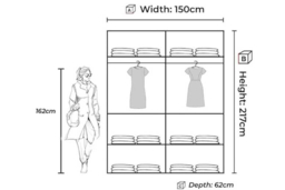 Contemporary MDF Sliding Door Wardrobe - Space-Saving Bedroom Storage, 150cm or 203cm - Modern Sliding Door, Multiple Colours - thumbnail 6