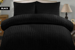 Luxury Seersucker Duvet Cover Set - Soft, Breathable & Machine Washable, Modern Style, Optional Deep Fitted Sheet - 13 Colours, All Sizes - thumbnail 4