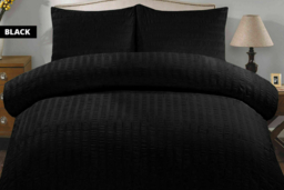 Luxury Seersucker Duvet Cover Set - Soft, Breathable & Machine Washable, Modern Style, Optional Deep Fitted Sheet - 13 Colours, All Sizes - thumbnail 8