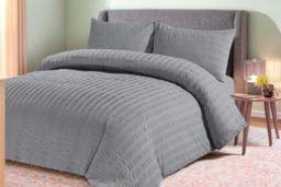 Luxury Seersucker Duvet Cover Set - Soft, Breathable & Machine Washable, Modern Style, Optional Deep Fitted Sheet - 13 Colours, All Sizes - thumbnail 8