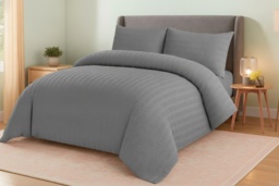Luxury Seersucker Duvet Cover Set - Soft, Breathable & Machine Washable, Modern Style, Optional Deep Fitted Sheet - 13 Colours, All Sizes - thumbnail 2