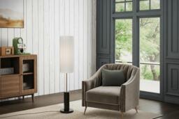 Retro- Floor Lamp with Fabric Lampshade - thumbnail 3