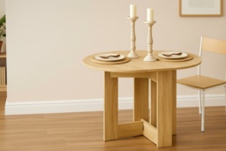 PRICE DROP! Drop Leaf Extendable Dining Table - Space-Saving Oak or White, Metal Frame