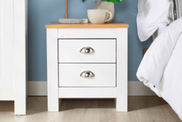 Camden Contemporary Two-Drawer Bedside Table - Metal Handles, Compact Storage, 3 Colours - thumbnail 4