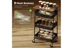PRICE DROP! 3-Tier Metal Storage Trolley with Wheels & Removable Top - Industrial, Space-Saving Organiser - thumbnail 8