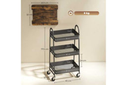 PRICE DROP! 3-Tier Metal Storage Trolley with Wheels & Removable Top - Industrial, Space-Saving Organiser - thumbnail 7