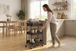 PRICE DROP! 3-Tier Metal Storage Trolley with Wheels & Removable Top - Industrial, Space-Saving Organiser - thumbnail 2