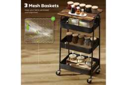 PRICE DROP! 3-Tier Metal Storage Trolley with Wheels & Removable Top - Industrial, Space-Saving Organiser - thumbnail 4