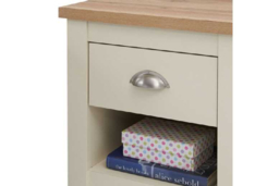 Cream Bedroom Bedside Table with Drawer & Open Shelf - Durable Modern Nightstand, Compact Storage Solution - thumbnail 8