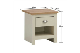Cream Bedroom Bedside Table with Drawer & Open Shelf - Durable Modern Nightstand, Compact Storage Solution - thumbnail 7