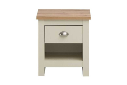 Cream Bedroom Bedside Table with Drawer & Open Shelf - Durable Modern Nightstand, Compact Storage Solution - thumbnail 6