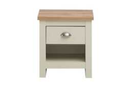 Cream Bedroom Bedside Table with Drawer & Open Shelf - Durable Modern Nightstand, Compact Storage Solution - thumbnail 2