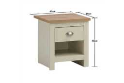 Cream Bedroom Bedside Table with Drawer & Open Shelf - Durable Modern Nightstand, Compact Storage Solution - thumbnail 3