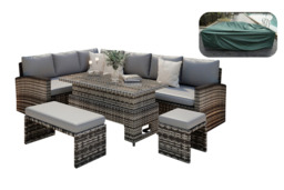 CLEARANCE! 9-Seater Rattan Garden Dining Set - Weatherproof Outdoor Sofa & Table - thumbnail 3