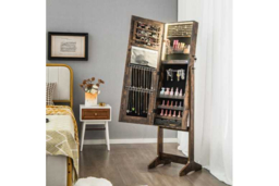 Freestanding Mirrored Jewellery Cabinet with LED Lights, Velvet Lining & Storage Drawers - Bedroom Organiser - thumbnail 8