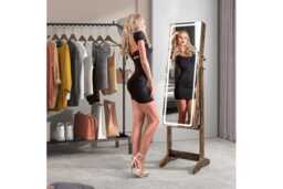 Freestanding Mirrored Jewellery Cabinet with LED Lights, Velvet Lining & Storage Drawers - Bedroom Organiser - thumbnail 3