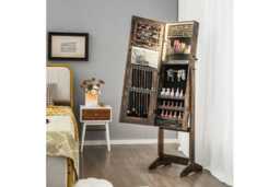 Freestanding Mirrored Jewellery Cabinet with LED Lights, Velvet Lining & Storage Drawers - Bedroom Organiser - thumbnail 4