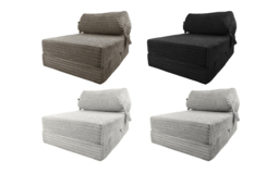 Jumbo Cord Fabric Z Pillow Chair Bed Sofa - Versatile 1-Seater, Modern Fold-Out Guest Bed, 4 Colours