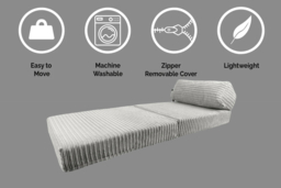 Jumbo Cord Fabric Z Pillow Chair Bed Sofa - Versatile 1-Seater, Modern Fold-Out Guest Bed, 4 Colours - thumbnail 8