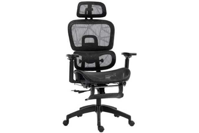 Ergonomic Black Mesh Reclining Executive Office Chair with Adjustable Headrest & Footrest - image 1