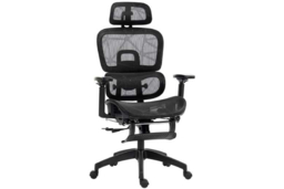 Ergonomic Black Mesh Reclining Executive Office Chair with Adjustable Headrest & Footrest - thumbnail 5