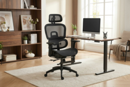 Ergonomic Black Mesh Reclining Executive Office Chair with Adjustable Headrest & Footrest - thumbnail 6