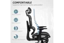 Ergonomic Black Mesh Reclining Executive Office Chair with Adjustable Headrest & Footrest - thumbnail 4