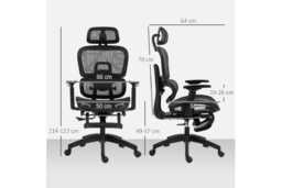 Ergonomic Black Mesh Reclining Executive Office Chair with Adjustable Headrest & Footrest - thumbnail 3