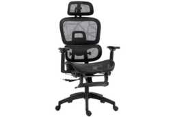 Ergonomic Black Mesh Reclining Executive Office Chair with Adjustable Headrest & Footrest