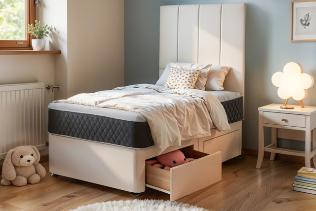 Plush Divan Bed - Premium Fabric Storage Divan Base, Optional Mattress, Small Single/Single - image 1