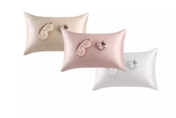 Luxury Satin Sleep Gift Set - Satin Pillowcase, Eye Mask & Scrunchie - Soft, Gentle, Machine Washable - Gift-Ready in Champagne, Pink or White - thumbnail 1