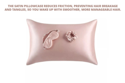 Luxury Satin Sleep Gift Set - Satin Pillowcase, Eye Mask & Scrunchie - Soft, Gentle, Machine Washable - Gift-Ready in Champagne, Pink or White - thumbnail 4