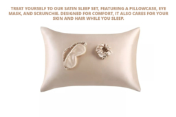 Luxury Satin Sleep Gift Set - Satin Pillowcase, Eye Mask & Scrunchie - Soft, Gentle, Machine Washable - Gift-Ready in Champagne, Pink or White - thumbnail 3