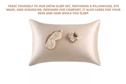 Luxury Satin Sleep Gift Set - Satin Pillowcase, Eye Mask & Scrunchie - Soft, Gentle, Machine Washable - Gift-Ready in Champagne, Pink or White - thumbnail 7