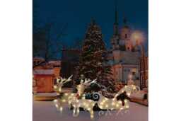 PRICE DROP! LED Christmas Sleigh & Reindeer Light Set - Pre-Lit, Battery-Operated, Indoor/Outdoor Festive Decoration (30cm/32cm) - thumbnail 3
