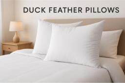Luxury Duck Feather Pillows - Medium Firm, Hypoallergenic, 100% Cotton Cover, Machine Washable - Single, Double or Family Pack - thumbnail 2